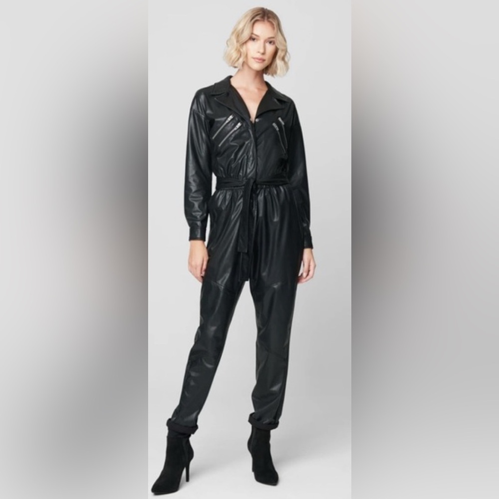 NEW blank NYC eastside vibe black leather jumpsuit